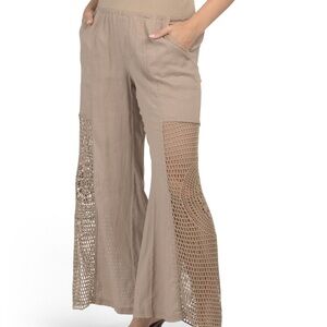 XCVI Linen Tangent Pants With Crochet Panels, XS, NEW